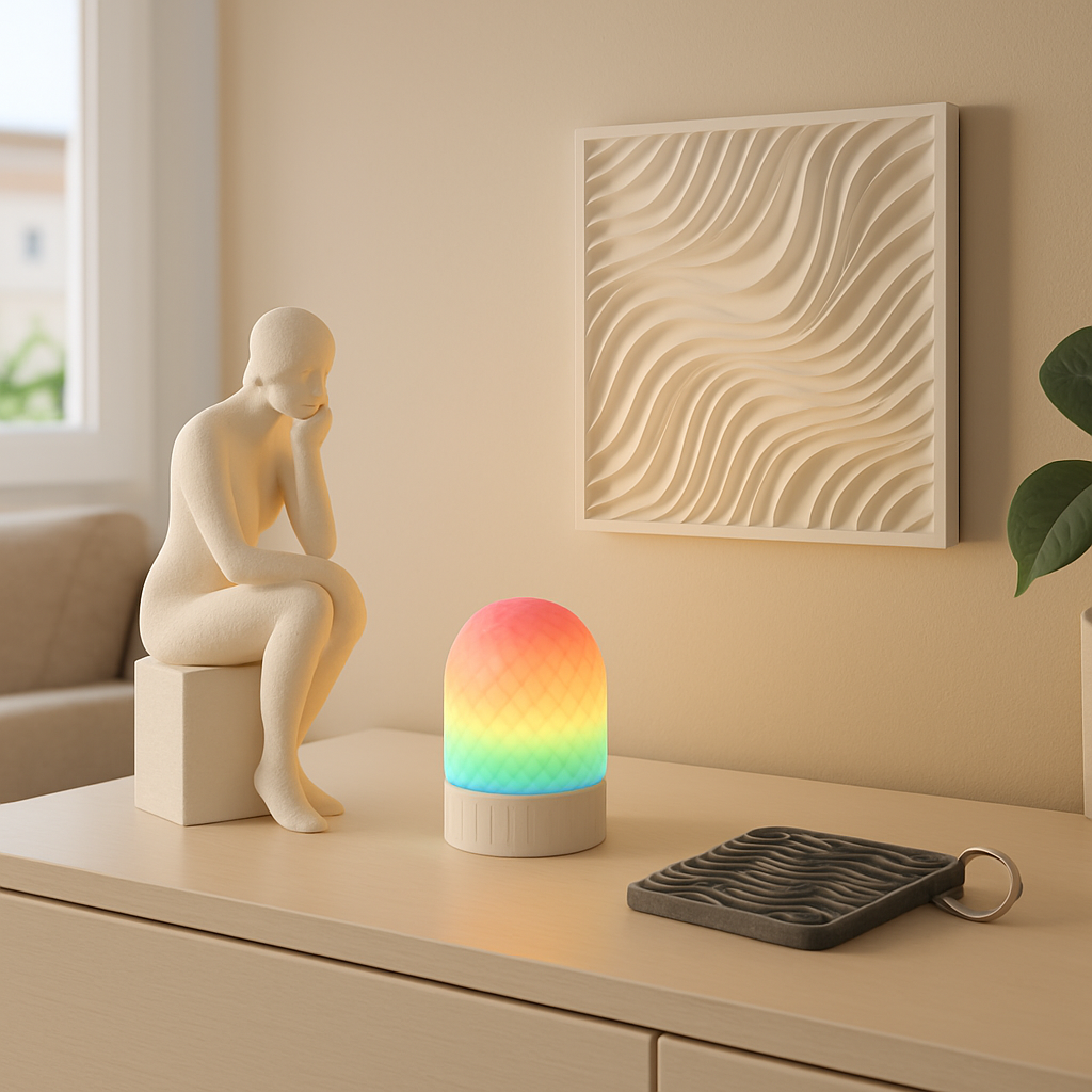 3D-gedruckte Geschenke, Dekoration, Lampe, 3D-Bild und Schlüsselanhänger als moderne Wohnideen
